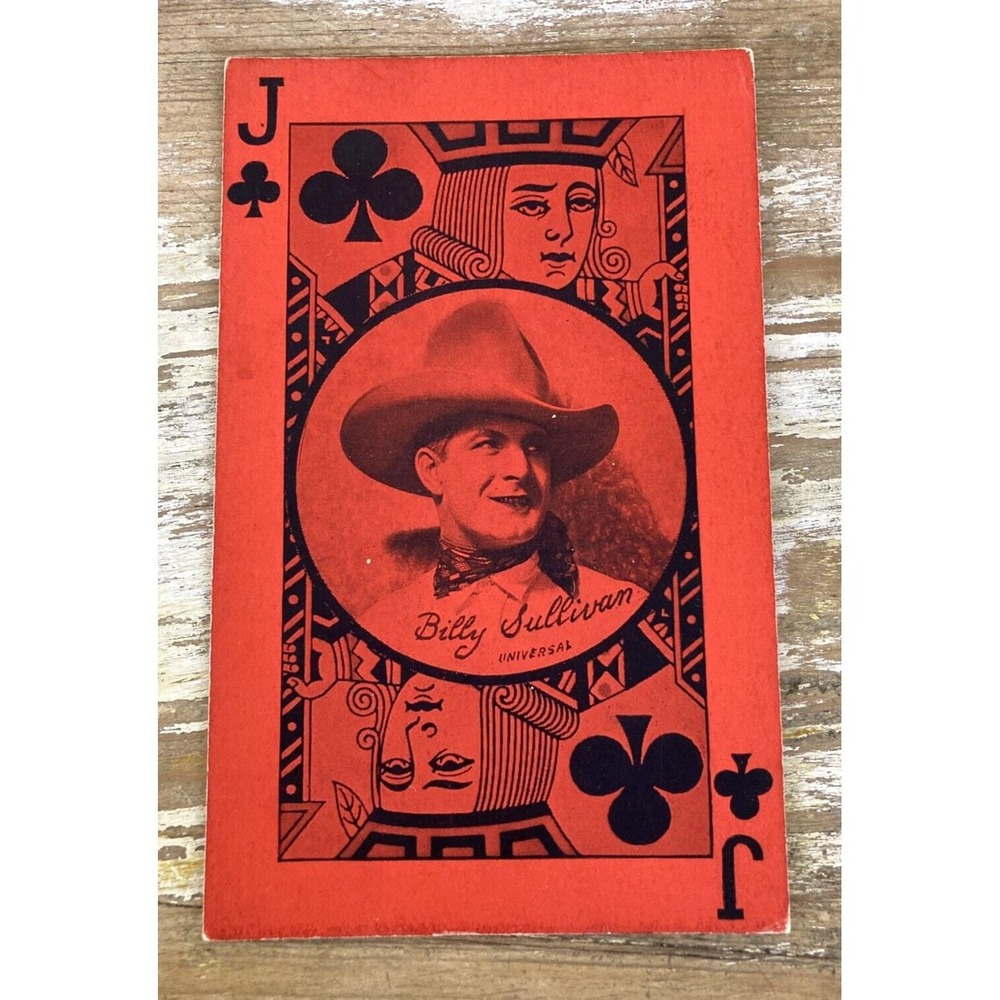 Vintage arcade card postcard movie cowboy Billy Sullivan Jack of Spades 1920's
